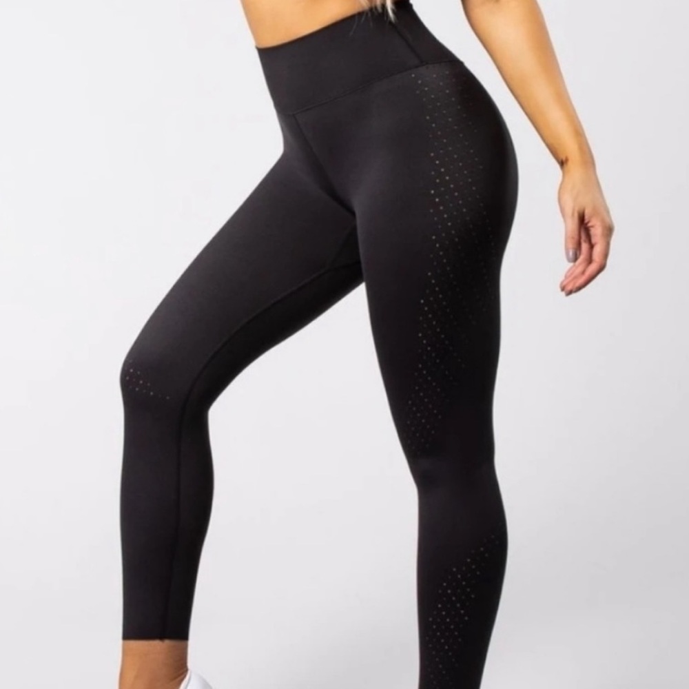BuffBunny Vibes Laser Cut High Rise Black Leggings S